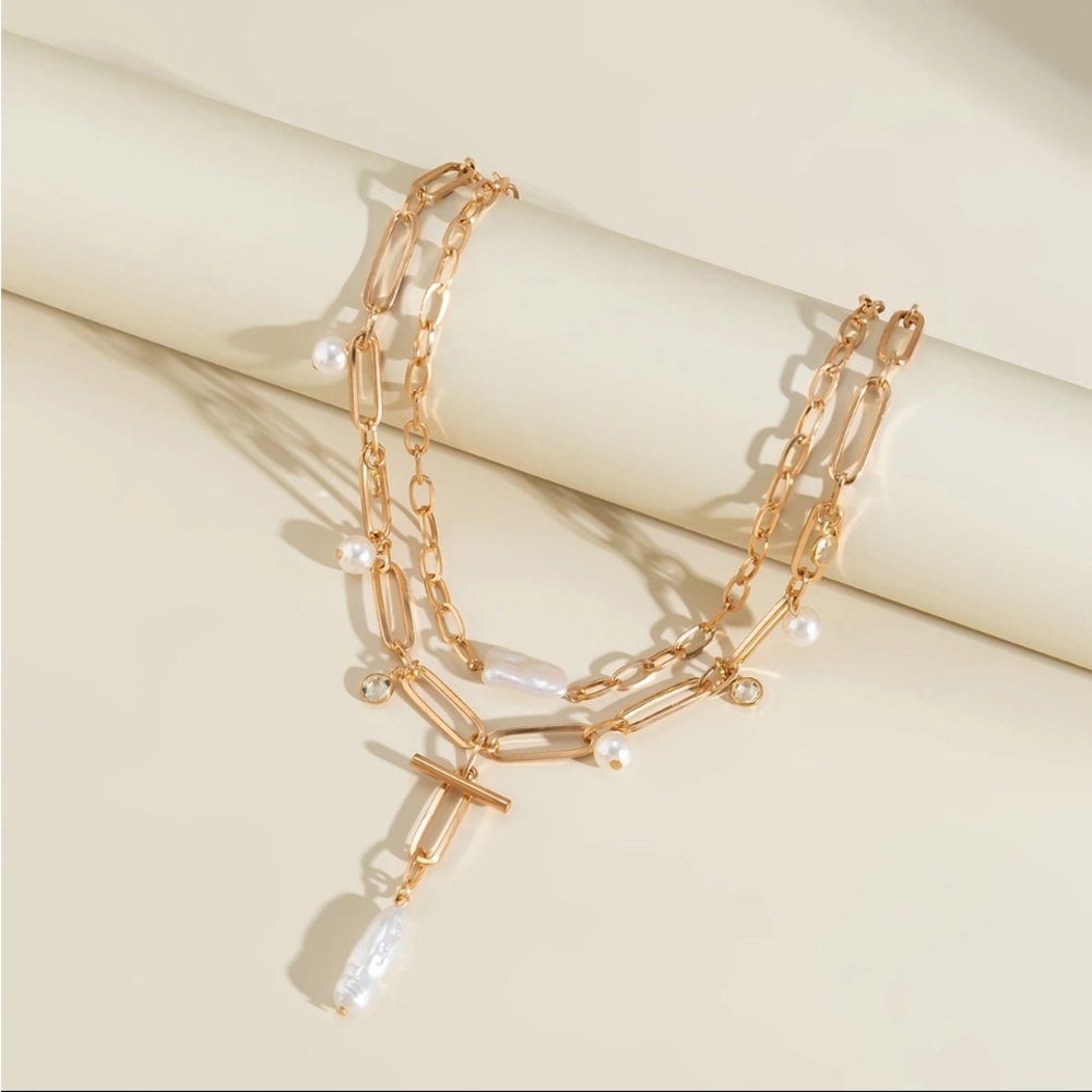 🎉New Layered Chains Cross Pendant Necklace Choker Necklace - Picture 7 of 9